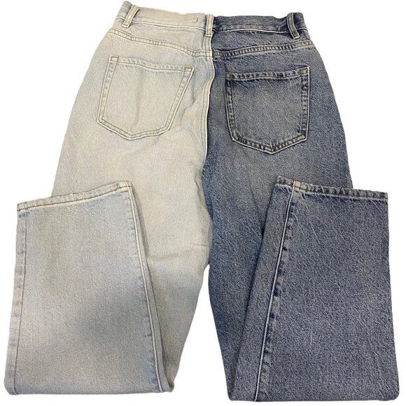 PACSUN Women's High Rise Straight Leg Two 2 Toned Button Fly Denim Jeans Size 26 - Picture 2 of 5